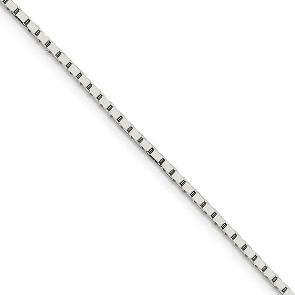 1.5mm Sterling Silver Mirror Box Chain Necklace 20 Inch